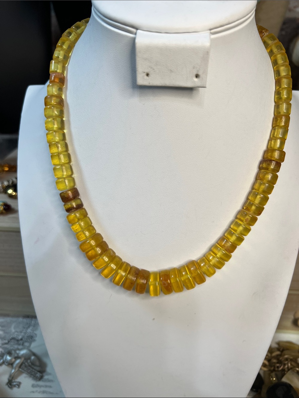 Amber Bead Necklace - Honey Color Graduate in size